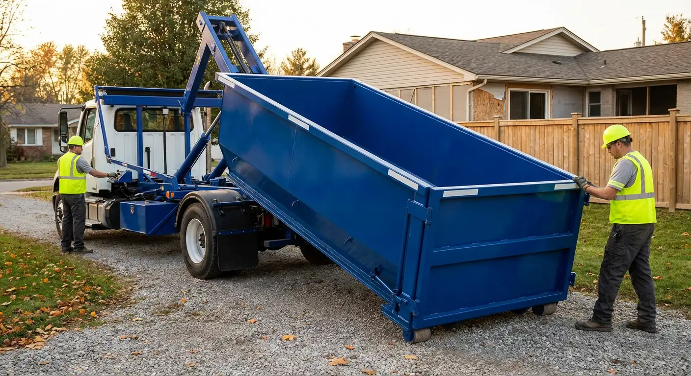 Roll-off dumpster rental delivery truck in Kennewick, WA