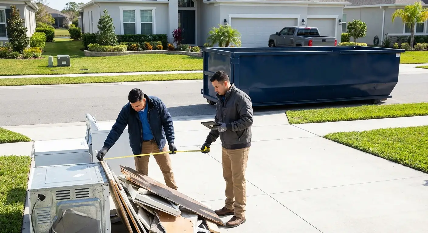 Concrete dumpster rental delivery truck in Kennewick, WA