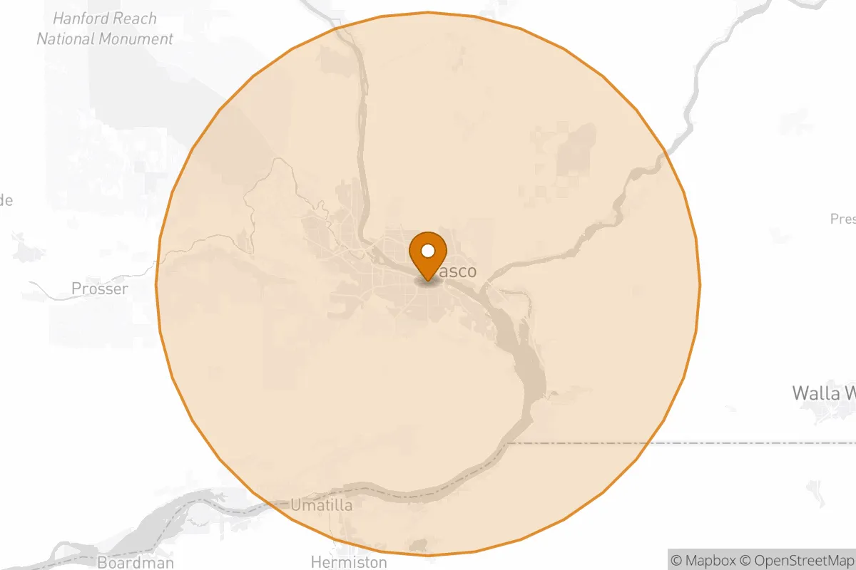 service area service area map in Kennewick, WA